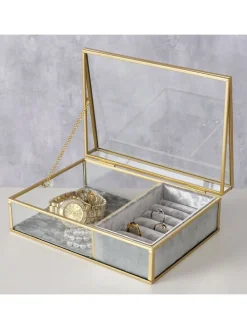 Schmuckbox "Clipo" in Transparent/ Gold - (B)16 x (H)8 cm