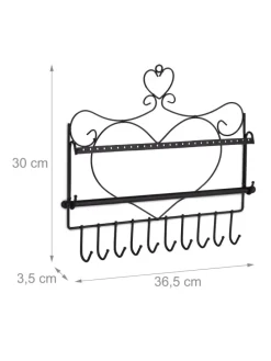 Schmuckhalter in Schwarz - (B)36,5x (H)30 x (T)3,5 cm