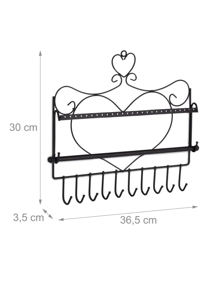 Schmuckhalter in Schwarz - (B)36,5x (H)30 x (T)3,5 cm