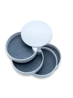 Schmuckkasten 4 rotierbare Ebenen Schatulle Etui Kästchen 10 x 11 cm in Weiß