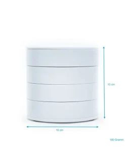 Schmuckkasten 4 rotierbare Ebenen Schatulle Etui Kästchen 10 x 11 cm in Weiß