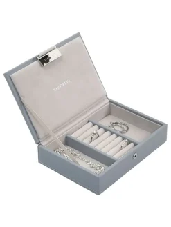 Schmuckkasten in Blaugrau - (B)18 x (H)12,5 x (T)4,5 cm