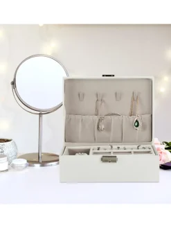 Schmuckkasten in Weiß - (B)23 x (H)9,5 x (T)17,5 cm