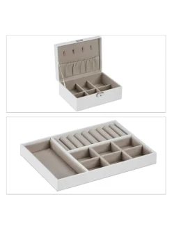 Schmuckkasten in Weiß - (B)23 x (H)9,5 x (T)17,5 cm