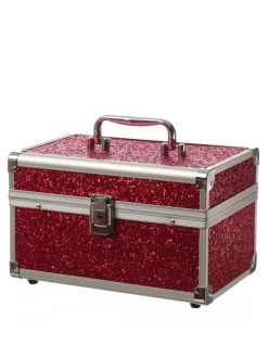 Schmuckkoffer Schmuckkästchen mit Glitzer in rot