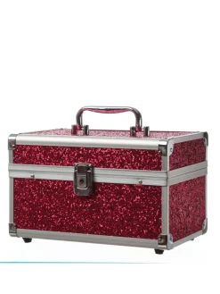 Schmuckkoffer Schmuckkästchen mit Glitzer in rot