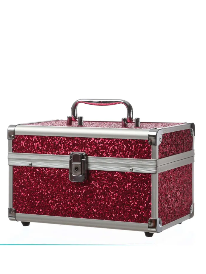 Schmuckkoffer Schmuckkästchen mit Glitzer in rot