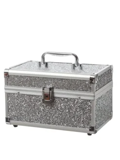 Schmuckkoffer Schmuckkästchen mit Glitzer in silber