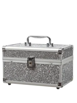 Schmuckkoffer Schmuckkästchen mit Glitzer in silber