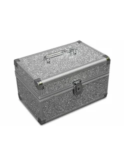 Schmuckkoffer Schmuckkästchen mit Glitzer in silber