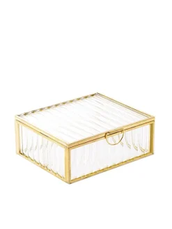 Schmuckkästchen "Grazia" in Transparent/ Gold - (B)13 x (H)5 x (T)11 cm