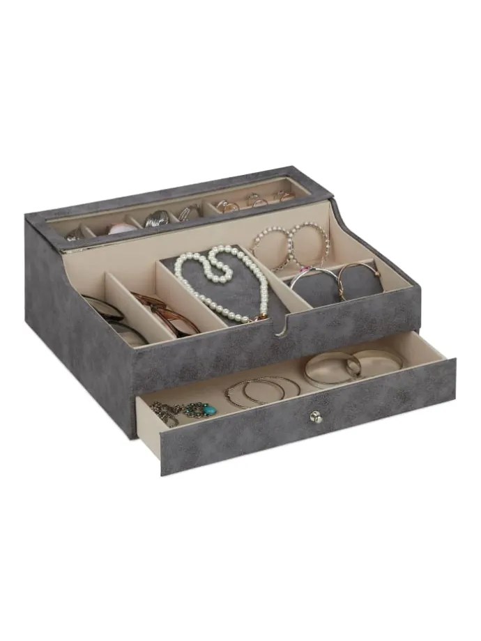 Schmuckkästchen in Grau - (B)34 x (H)13 x (T)31 cm