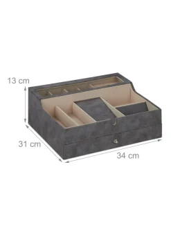 Schmuckkästchen in Grau - (B)34 x (H)13 x (T)31 cm