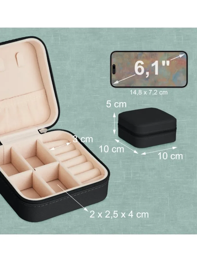 Schmuckkästchen in Schwarz - (B)10 x (H)5 x (T)10 cm