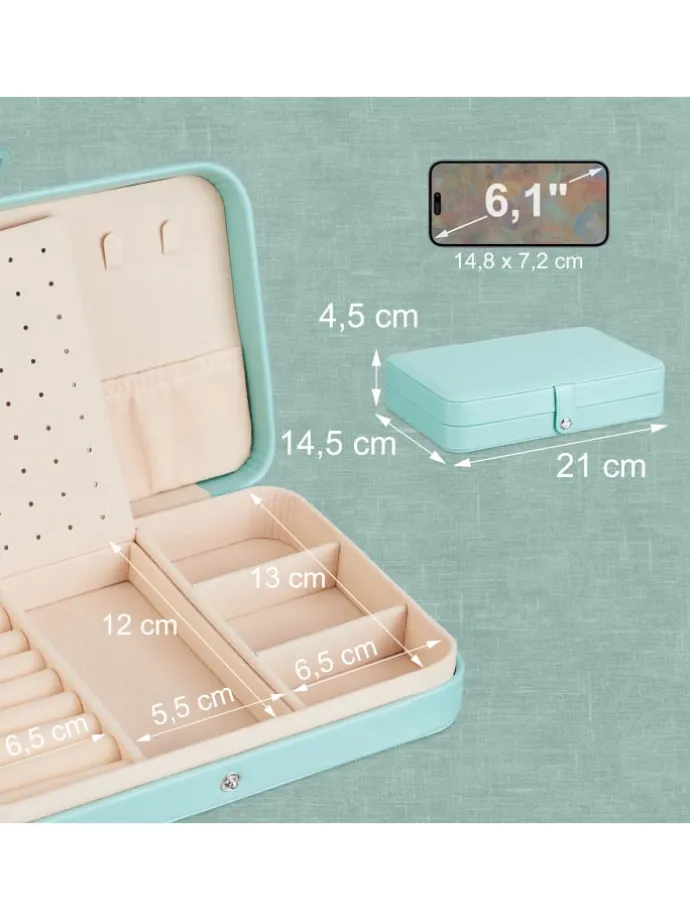Schmuckkästchen in Türkis - (B)21 x (H)4,5 x (T)14,5 cm