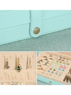 Schmuckkästchen in Türkis - (B)21 x (H)4,5 x (T)14,5 cm