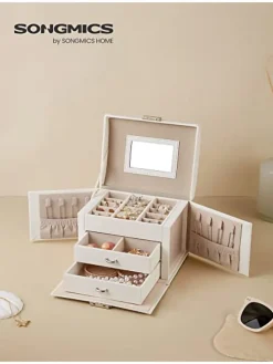 Schmuckkästchen in Weiß/ Beige - (B)17,7 x (H)13,5 x (T)13,8 cm