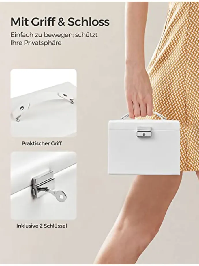 Schmuckkästchen in Weiß/ Beige - (B)17,7 x (H)13,5 x (T)13,8 cm