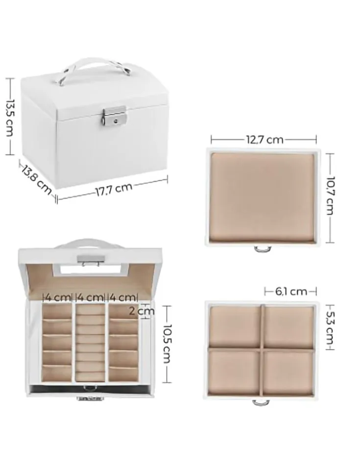 Schmuckkästchen in Weiß/ Beige - (B)17,7 x (H)13,5 x (T)13,8 cm