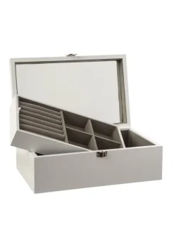 Schmuckkästchen mit Spiegel herausnehmbares Fach Schmuckschatulle in weiß