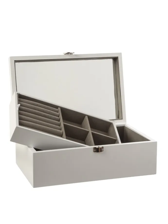 Schmuckkästchen mit Spiegel herausnehmbares Fach Schmuckschatulle in weiß
