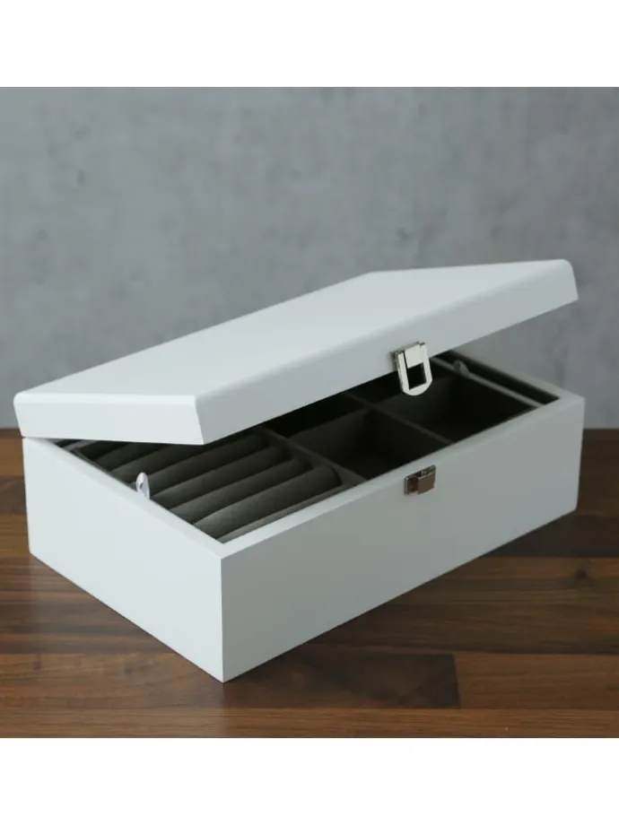 Schmuckkästchen mit Spiegel herausnehmbares Fach Schmuckschatulle in weiß