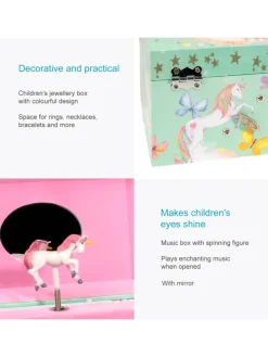 Schmuckschatulle mit Spieluhr Musikschmuckdose Schmuckkästchen in Einhorn