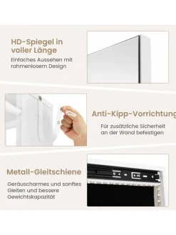 Schmuckschrank dehbar mit Spiegel in Weiß