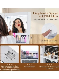 Schmuckschrank drehbar mit LED in Weiß