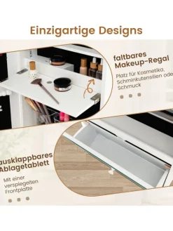 Schmuckschrank hängend mit LED in Weiß