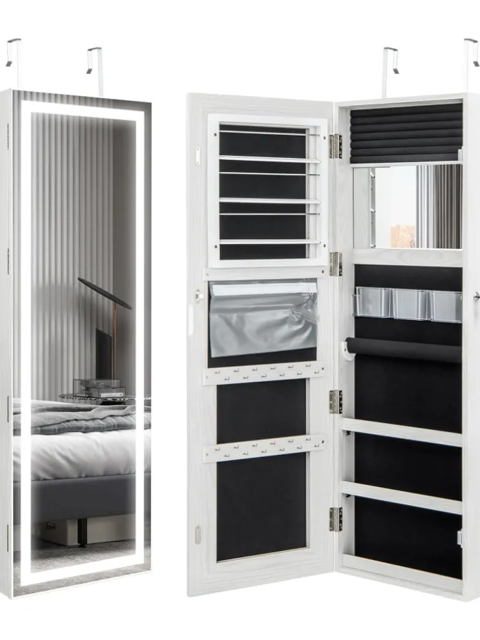 Schmuckschrank LED abschließbar in Weiß