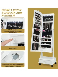 Schmuckschrank LED in Weiß