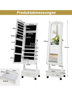 Schmuckschrank LED in Weiß