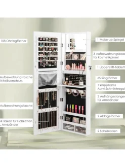 Schmuckschrank LED in Weiß