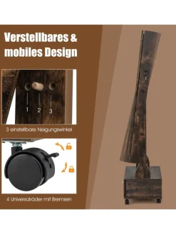 Schmuckschrank LED mit Rollen 159cm in Hellbraun