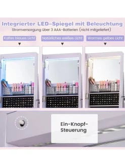 Schmuckschrank LED mit Rollen in Lila