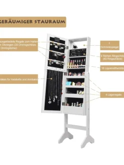 Schmuckschrank mit 18 LEDS in Weiß