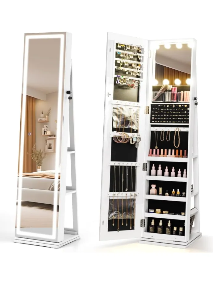 Schmuckschrank mit Beleuchtung in Weiß