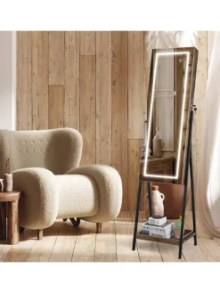 Schmuckschrank mit LED & Ablage in Braun