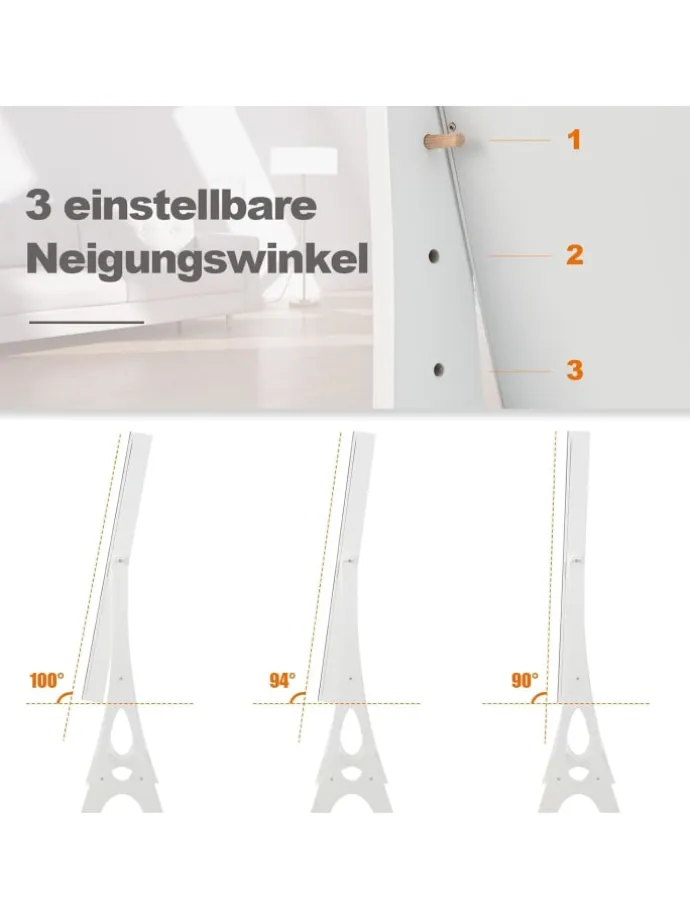 Schmuckschrank mit LED & Spiegel in Weiß