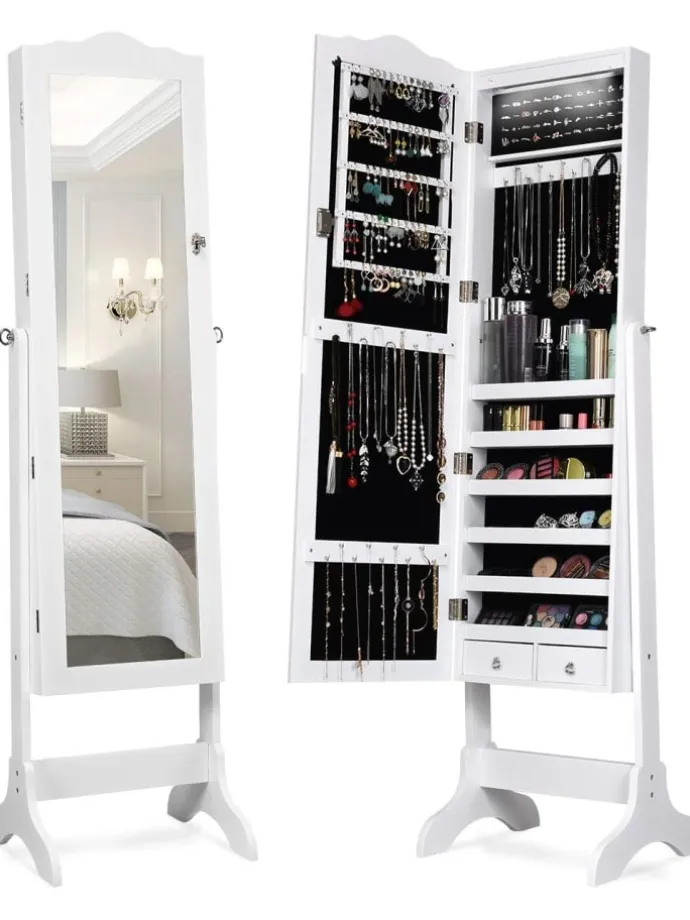 Schmuckschrank mit LED in Weiß