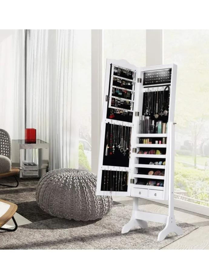 Schmuckschrank mit LED in Weiß