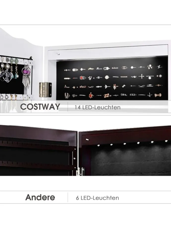 Schmuckschrank mit LED in Weiß