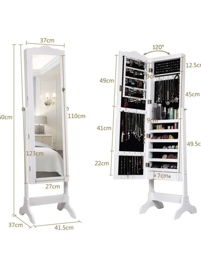 Schmuckschrank mit LED in Weiß
