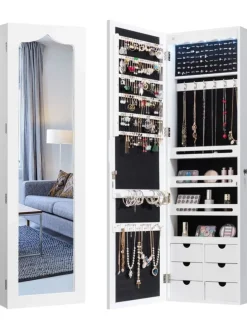 Schmuckschrank mit LED in Weiß