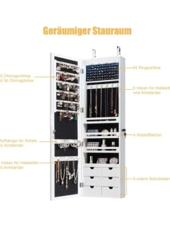 Schmuckschrank mit LED in Weiß