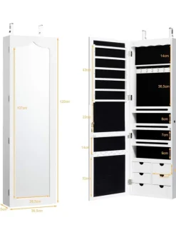 Schmuckschrank mit LED in Weiß