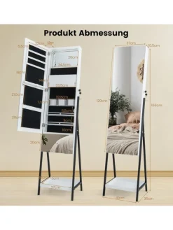 Schmuckschrank mit Schublade LED in Weiß