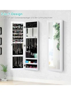 Schmuckschrank mit Spiegel in Weiß