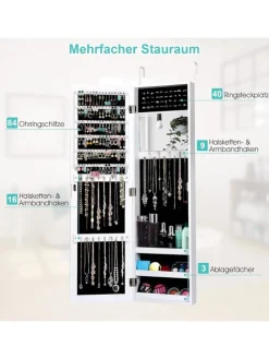 Schmuckschrank mit Spiegel in Weiß